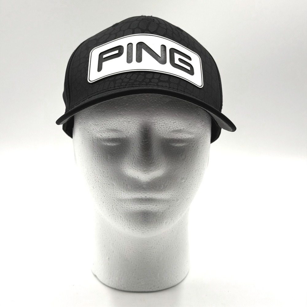 Ping Golf Hat Mens Black Flexfit 110 Snapback Textured Crocodile Pattern Cap